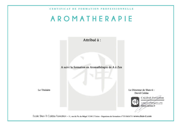 attestation formation aromatherapie